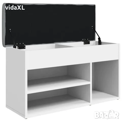 vidaXL Пейка за обувки, бяла, 82x32x45,5 см, инженерно дърво, снимка 5 - Маси - 56148149
