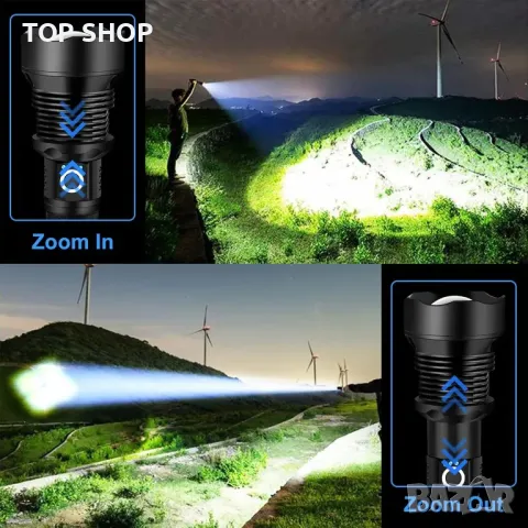 Акумулаторно фенерче, ярко фенерче XHP90.2 и 500000 лумена, IPX7, 5 режима, снимка 7 - Други стоки за дома - 49819794