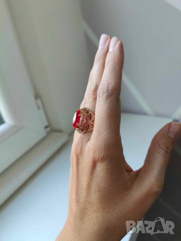 Руски златен пръстен с рубин 1, снимка 7 - Пръстени - 42462036