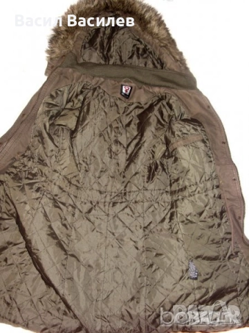 Cool Cat дамско зимно палто милитъри зелено с качулка бродерия 100% памук, снимка 5 - Палта, манта - 51932394