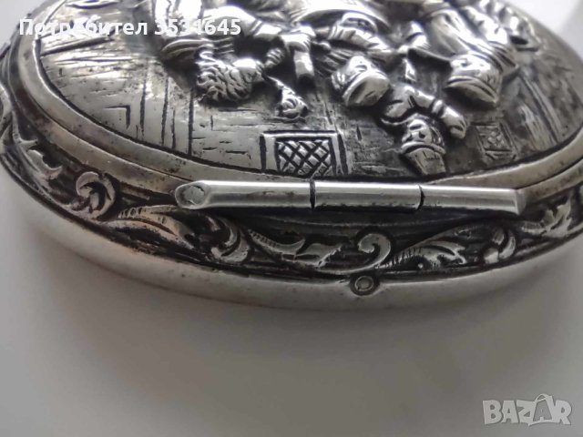 Сребърна кутийка за енфие или хапчета 36гр., снимка 2 - Колиета, медальони, синджири - 42514263