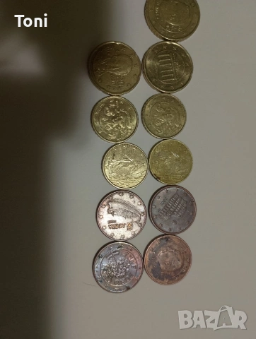 лична колекция евро центове Euro Cent 5 цента,10 цента ,50 цета 2 евро 