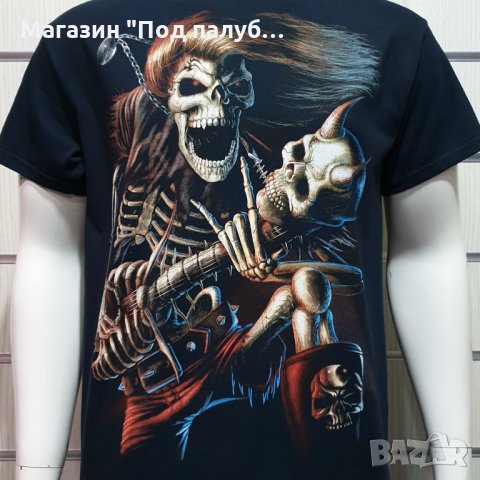 Нова мъжка тениска с дигитален печат Скелет с китара, снимка 8 - Тениски - 30116241