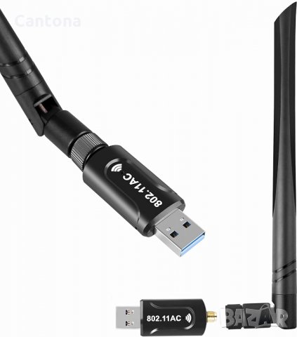 1300Mbps USB 3.0 WiFi , 802.11 AC Безжичен мрежов адаптер Двулентов 2.42GHz/400Mbps 5.8GHz/866Mbps 5, снимка 1 - Мрежови адаптери - 33704587
