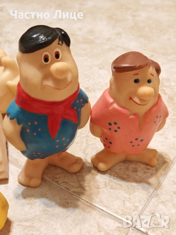Редки Български Соц Гумени Играчки с Фред Флинтстоун и Барни Ръбъл