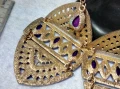 КРАСИВИ ГОЛЕМИ ЗЛАТИСТИ ЕТНО АРТ СТИЛ АЖУРНИ МЕДНИ ОБЕЦИ 10153, снимка 7