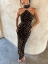 Дълга рокля по тялото, Секси черна рокля, Рокля гепард принт,  Секси рокля, снимка 1