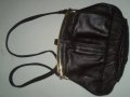 Антична кожена чанта Метална закопчалка и единична  дръжка Английска тъмно кафяв цвят  