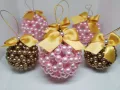 Луксозен ръчно изработен сет Коледни топки за елха от перли , снимка 4