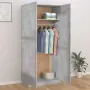 vidaXL Гардероб, бетонно сив, 90x52x200 см, инженерно дърво, снимка 3