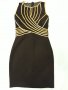 Бутикова рокля FERVENTE , черна с плътни и прозрачни сегменти /отстрани и на гърба/ + златни ивици