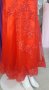 луксозна бална официална червена рокля с дантела русалка, снимка 5