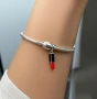 Сребърен талисман 925 за гривни Пандора- Pandora Lipstick., снимка 3