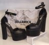 Модни дамски обувки на висок ток и платформа в черен цвят, снимка 1 - Дамски обувки на ток - 40132242
