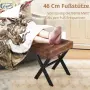 Кожена табуретка с X-крака , грим стол от кожа – Ръждиво кафяво/Черно 43×33×46 см, снимка 4