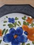 Немска порцеланова декоративна чиния с калаен обков , снимка 3