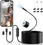 Нова Инспекционна камера 1920P HD 5м IP67 8 LED ендоскоп Android iOS Бороскоп, снимка 1