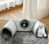 Плюшено котешко легло с тунел за игра - размер М, 55*75см, снимка 1