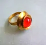 Стар дамски пръстен с червен стъклен кабошон, снимка 3