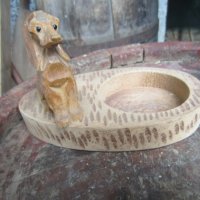 куче дакел стар дървен пепелник с фигура, снимка 7 - Статуетки - 32124994