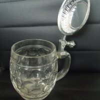 № 7111 стара стъклена халба с метален капак  - ORIGINAL HAKU BIERSEIDEL  , снимка 2 - Други ценни предмети - 42027366