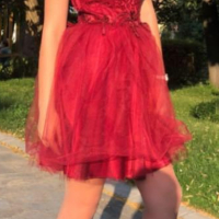 Къса рокля-бордо, снимка 1 - Рокли - 44922437