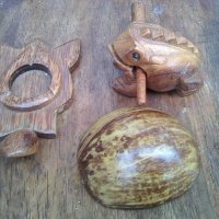 Лот от три предмета дървени пепелник и жаба и черупка от костенурка, снимка 2 - Други ценни предмети - 39432711