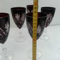 Кристални чаши за вино червен кристал, снимка 5 - Антикварни и старинни предмети - 31060388