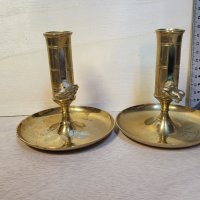 Стари,винтидж месингови свещници, Швеция, снимка 4 - Антикварни и старинни предмети - 42141812