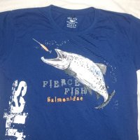 Fladen Fishing Hungry Salmon t-paita T-Shirt  (L) риболовна тениска, снимка 2 - Спортна екипировка - 42787554
