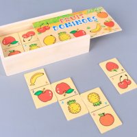 Дървено домино Плодове, снимка 1 - Образователни игри - 40799494