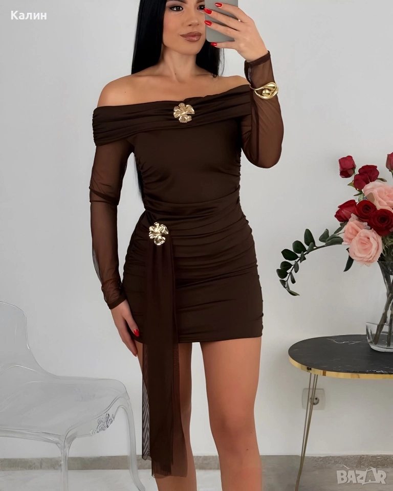 Дамска рокля с тюл - три цвята - 62 лв., снимка 1