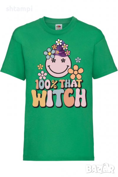 Детска тениска 100 percent that witch,Halloween,Хелоуин,Празник,Забавление,Изненада,Обичаи,, снимка 1