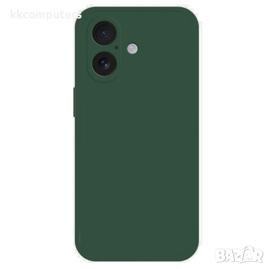 Силиконов кейс iPaky матиран, За iPhone 17 (6.3), Тъмнозелен и Протектор, снимка 1