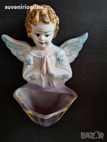 порцеланов сувенир ангелче - вазичка за стена, снимка 1