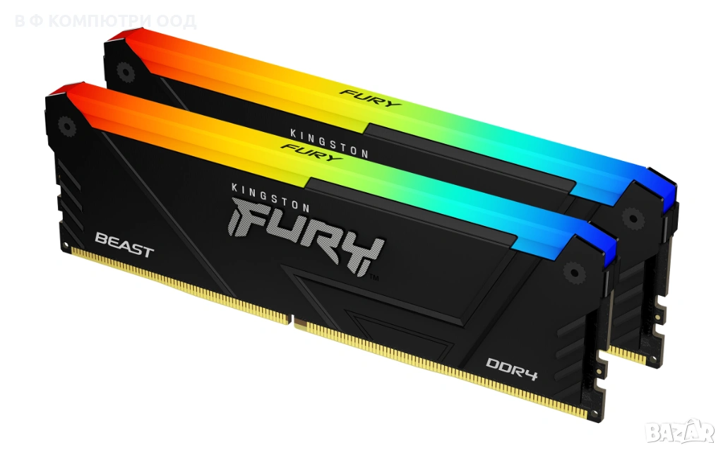 Памет Kingston FURY Beast Black RGB 16GB(2x8GB) DDR4 3200MHz CL16, снимка 1
