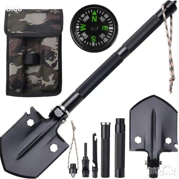 Сгъваема лопата + аксесоари, черен цвят D10  Код на продукт: TS6356, снимка 1