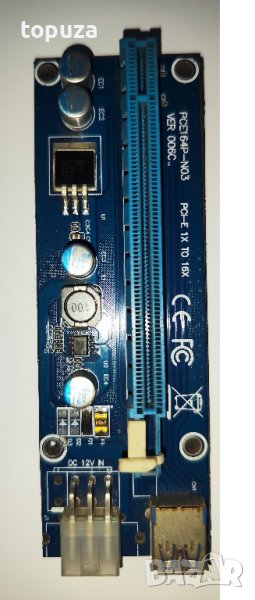 PCIe x1 to x16 Riser Разширител за козачка miner, снимка 1