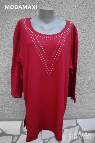 3XL /4XL Нова червена блуза с  капси  , снимка 1