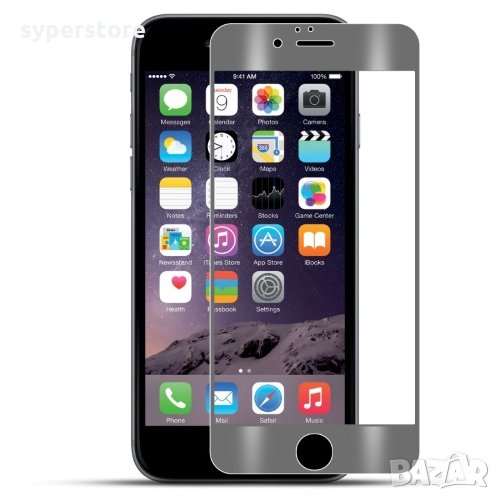 Стъклен протектор за iPhone 6G FullFace версия Silver, снимка 1