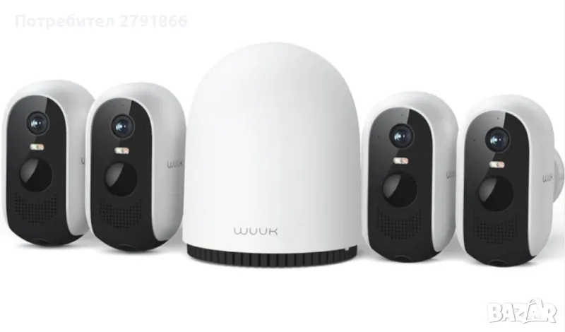 WUUK Външна безжична 2K охранителна камера,2,4/5GHz WI-FI 240-дни заряд на батерията,32 GB хранилище, снимка 1