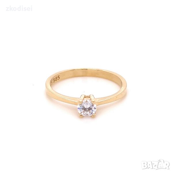 Златен дамски пръстен 2,33гр. размер:58 14кр. проба:585 модел:21872-4, снимка 1