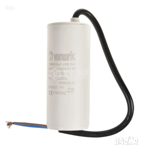 Нов Работен Пусков Стартер кондензатор, 450VAC, 80uF, 85°C, с кабел, CBB60, снимка 1