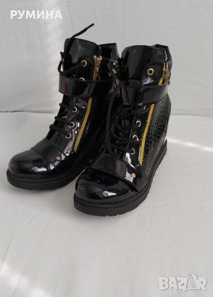 Сникърси на платформа черни лак - номер 39, снимка 1