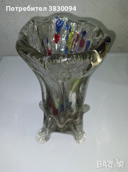 Стара масивна стъклена ваза, снимка 1