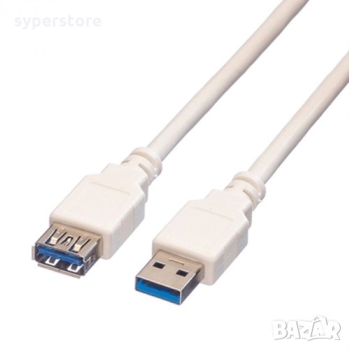 Кабел USB-A към USB-A 3.0 Digital One SP01187 Бял, USB Type A to USB A M/F, снимка 1