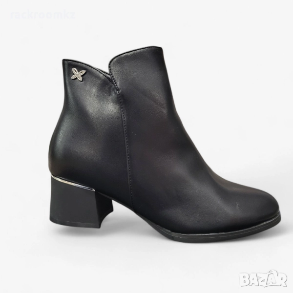 Дамски елегантни боти на ток в черно B4162-1 black, снимка 1