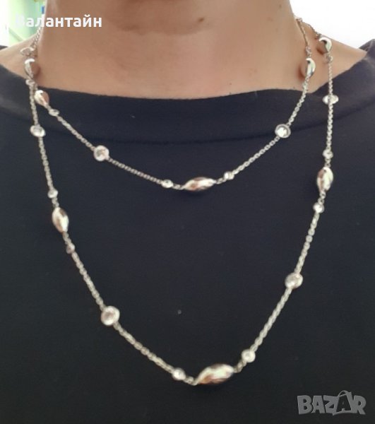 Сребърно колие с кристали , снимка 1