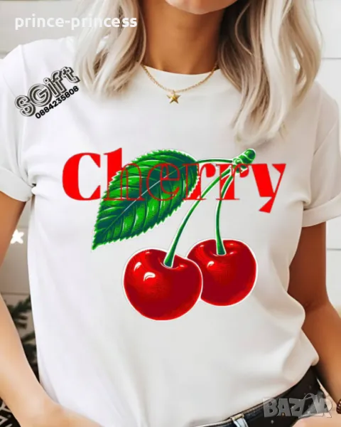 НА ЕДРО Дамска тениска Череши, снимка 1