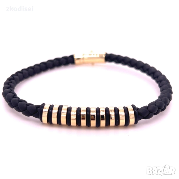 Златна гривна с кожа 7,35гр. 21,0см. 14кр. проба:585 модел:33837-3, снимка 1